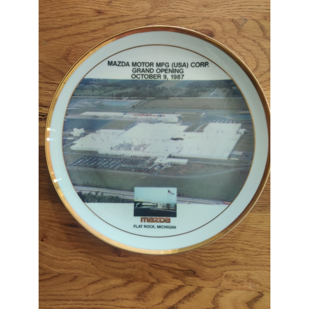 VTG 1Mazda Flat Rock Michigan Grand Opening Commemorative Plate 1987 Gold Trim